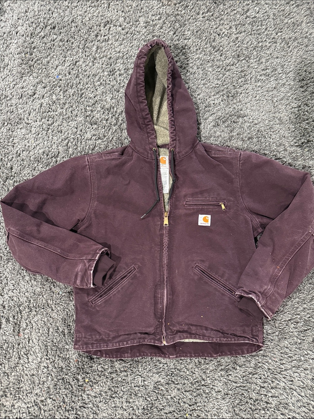 Carhartt Plum Hooded Utility Jacket with Zip Pockets